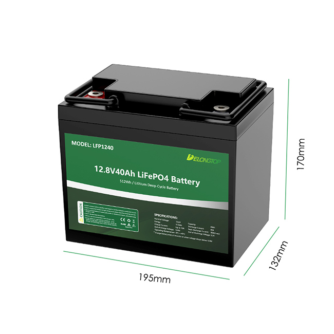 Bateria recarregável de fosfato de ferro de lítio Lifepo4 12V 40AH para localizador de peixes