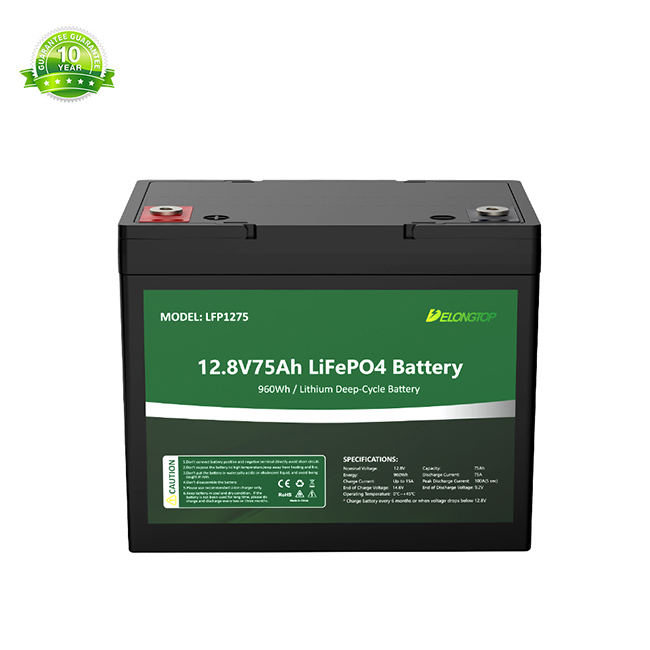 Bateria recarregável de fosfato de ferro de lítio Lifepo4 12V 75AH para localizador de peixes