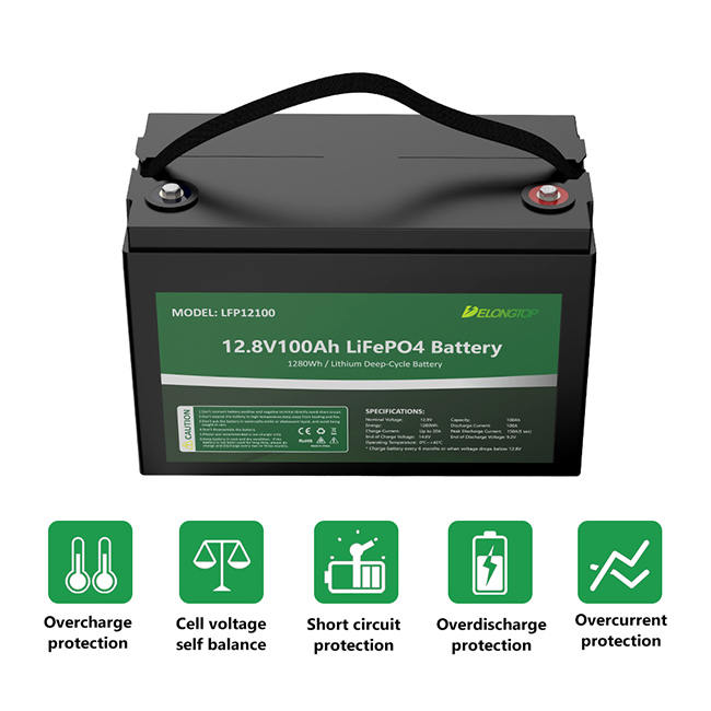 Bateria recarregável de fosfato de ferro de lítio Lifepo4 12V 100AH para localizador de peixes